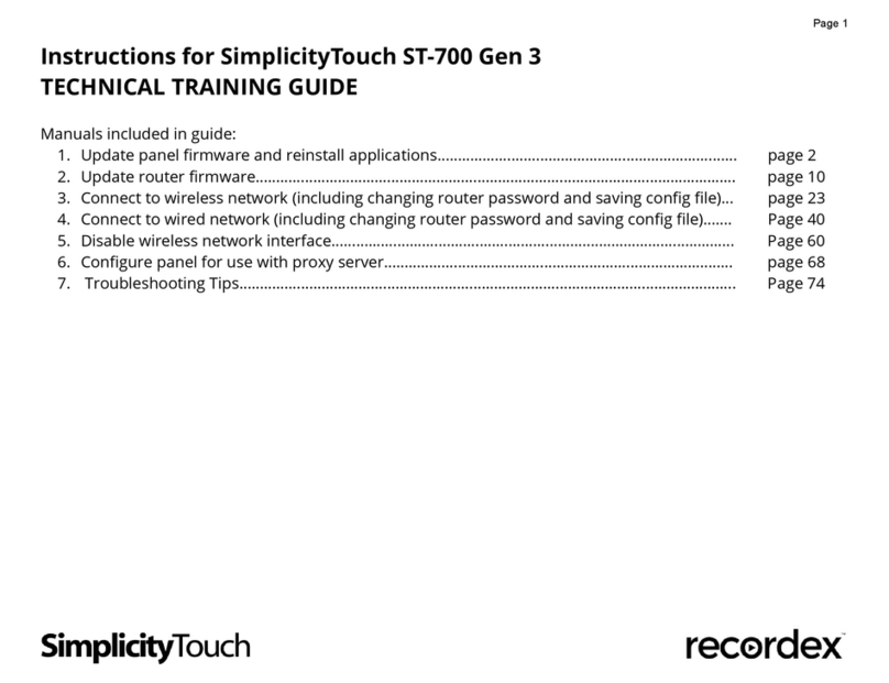 Recordex SimplicityTouch ST-700 Gen 3 Installation guide