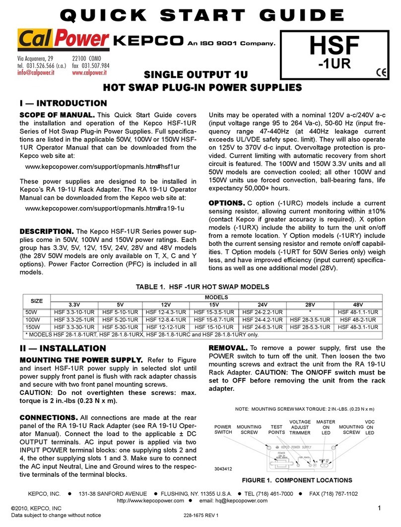 KEPCO HSF-1UR Series quick start guide