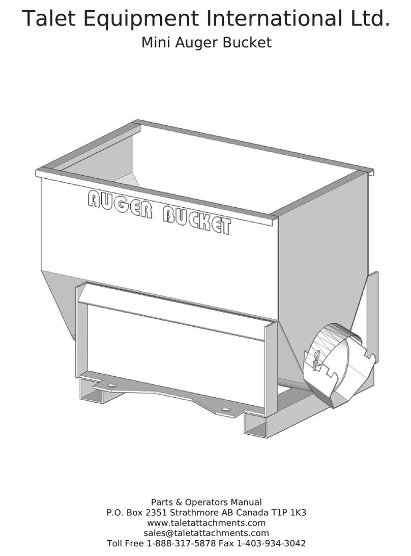Talet Equipment Mini Auger Bucket Parts and operation manual