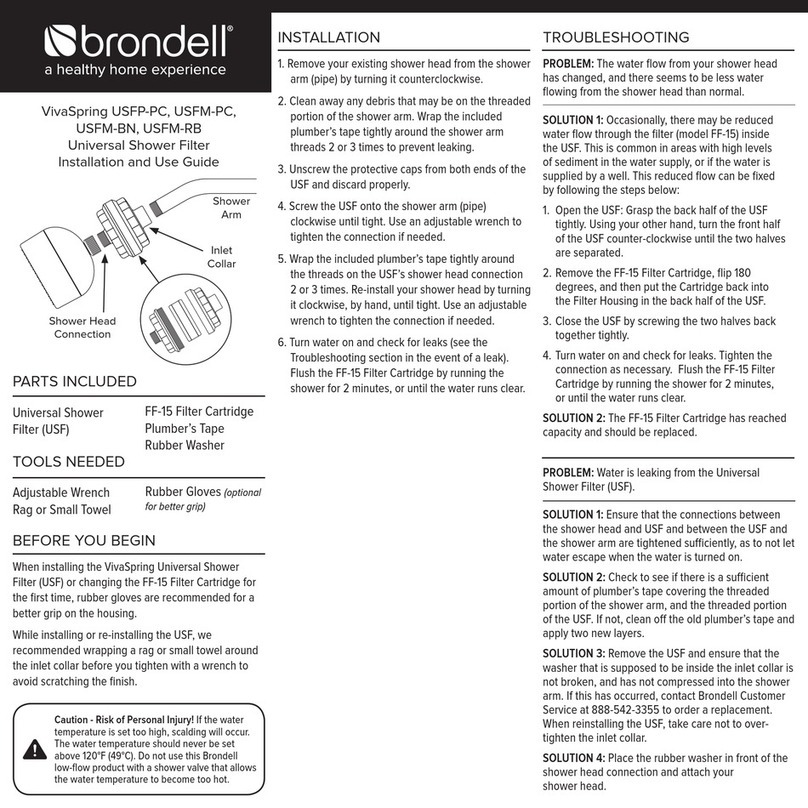 brondell VivaSpring USFP-PC Installation and use guide brondell VivaSpring USFP-PC Installation and use guide