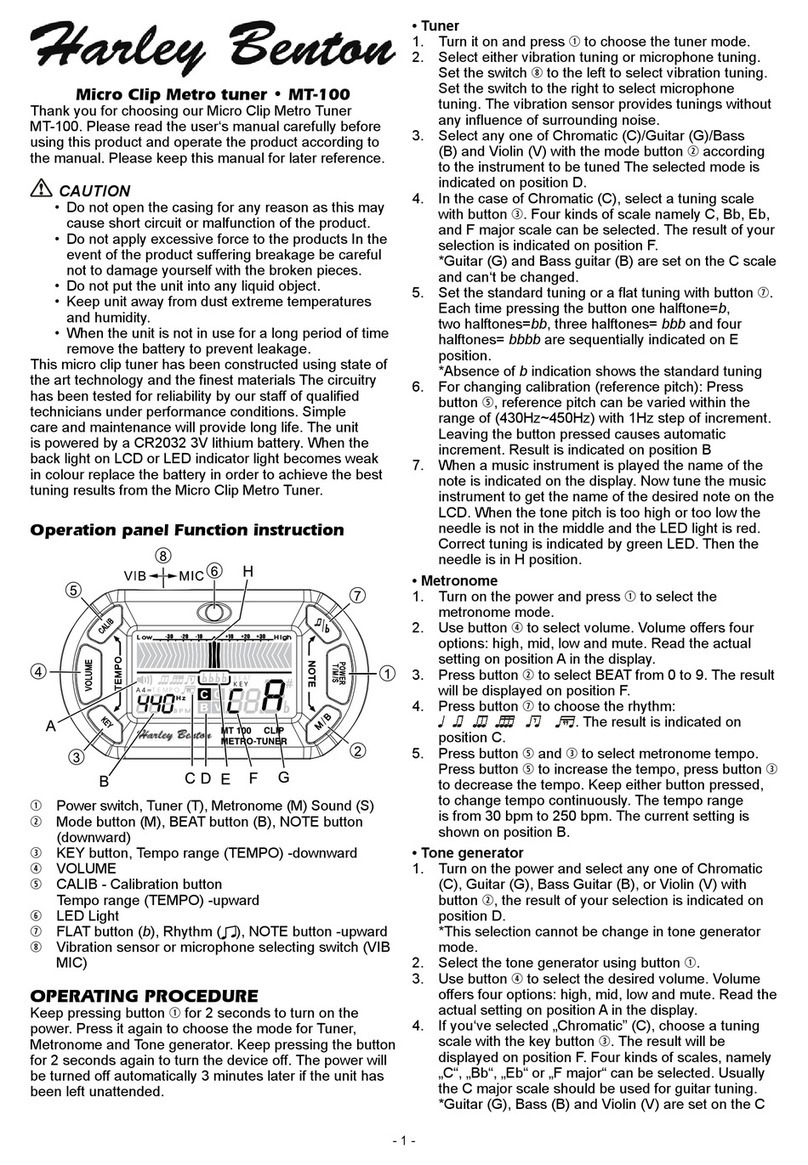 Harley Benton MT-100 manual