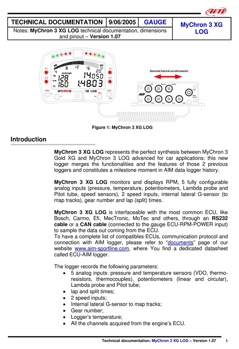 Aim MyChron 3 XG LOG Technical documentation