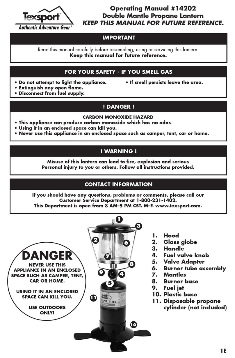 Texsport Double Mantle Propane Lantern operating manual