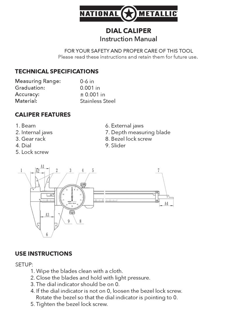 National Metallic DIAL CALIPER instruction manual