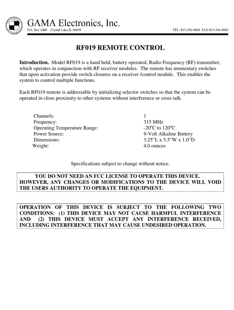 GAMA Electronics, Inc. RF019 user manual