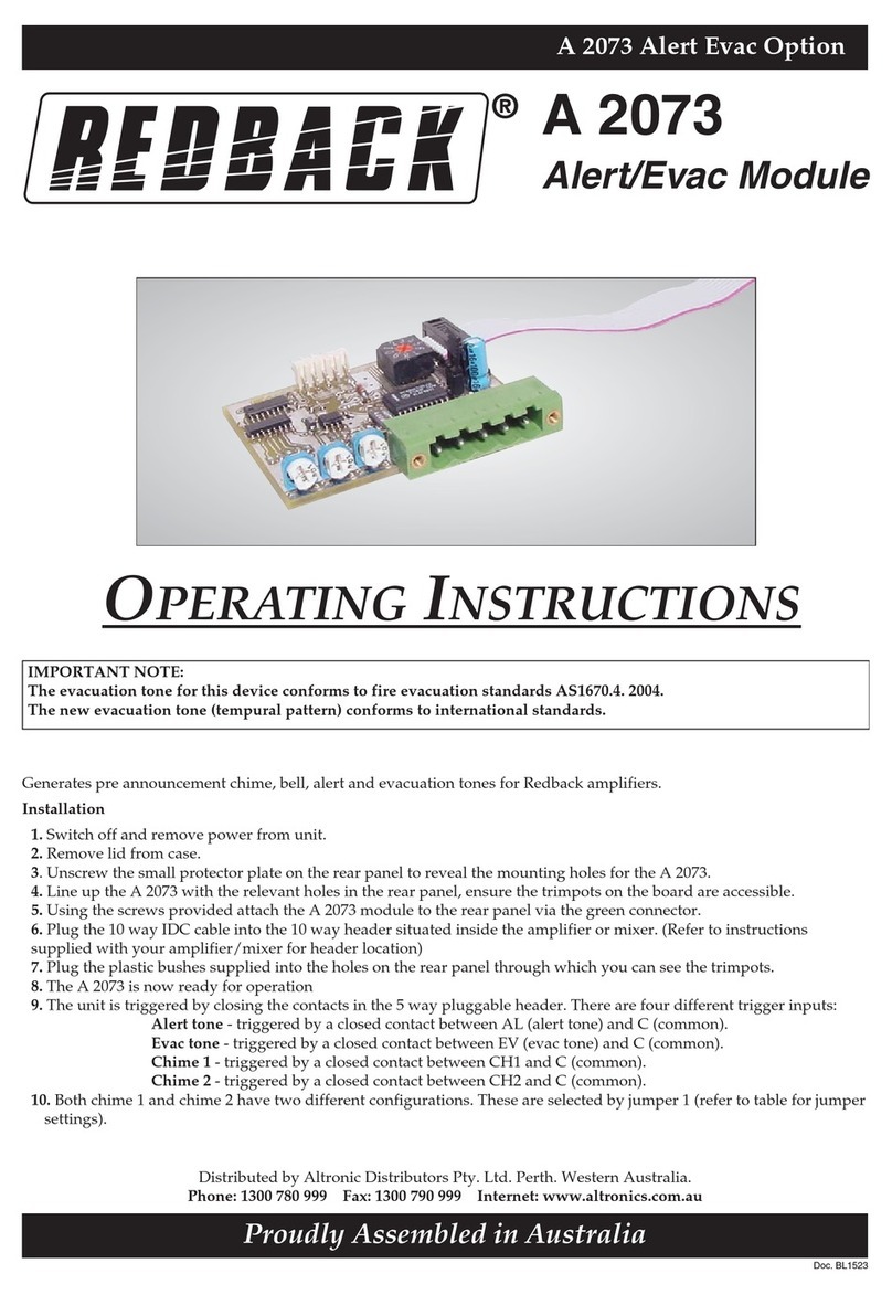 Redback A 2073 operating instructions