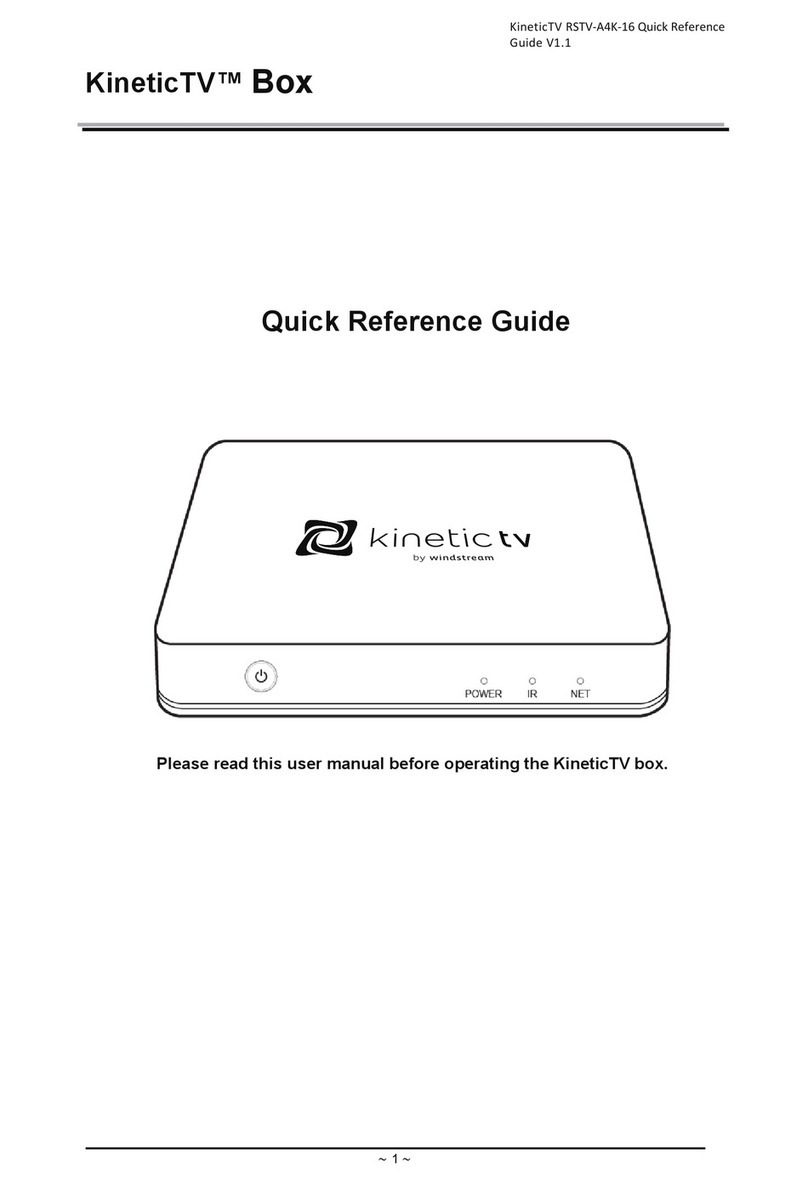 WindStream Technologies KineticTV Box Quick reference guide