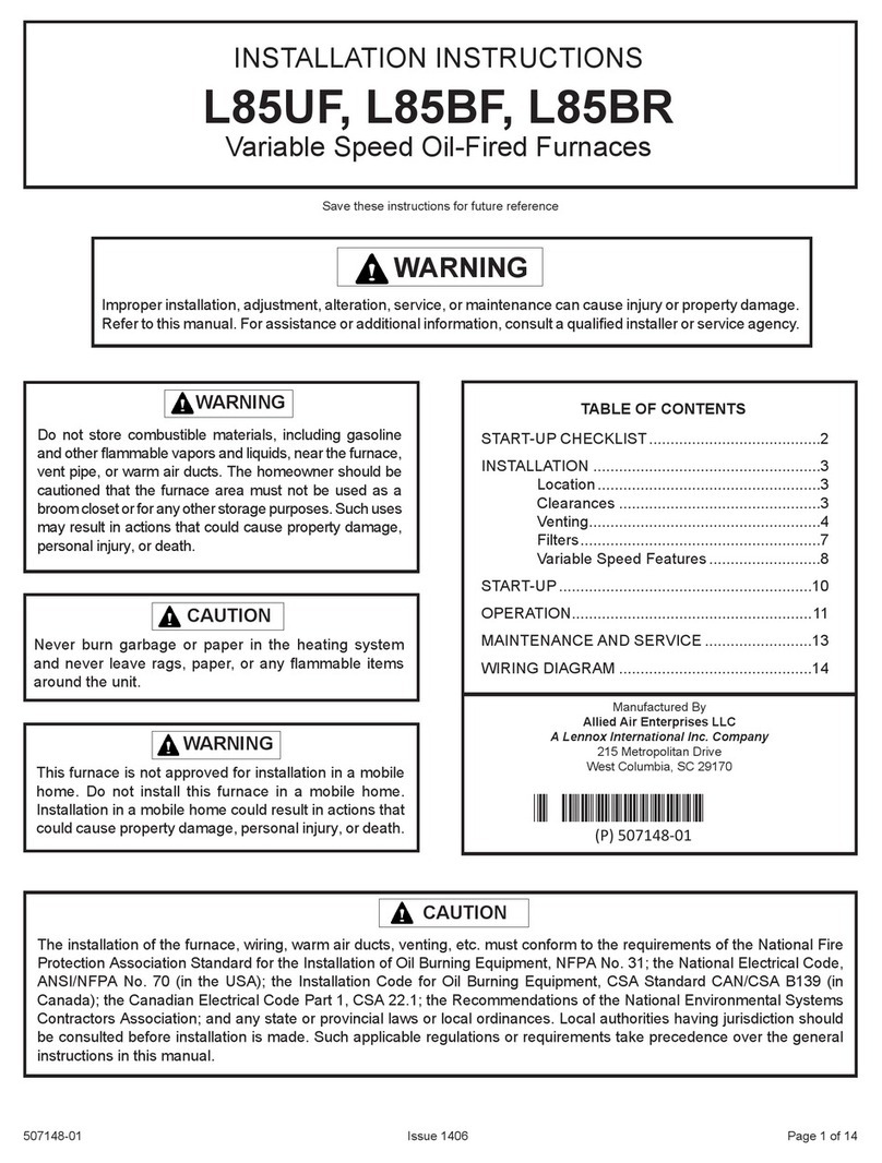 Airease L85UF Series installation instructions
