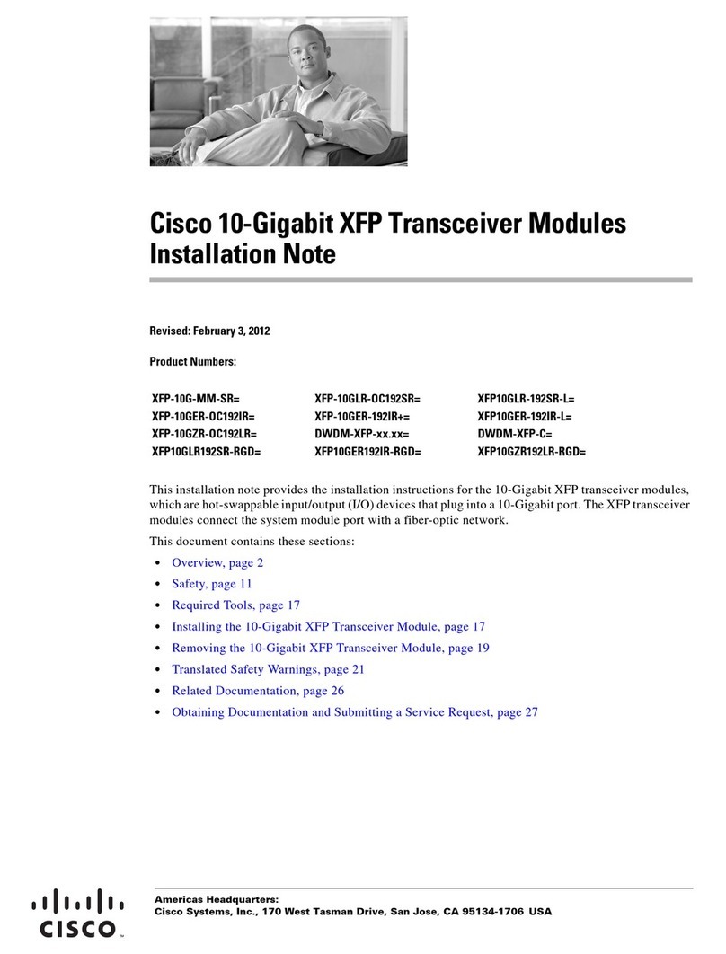 Cisco DWDM-XFP Series Installation notes