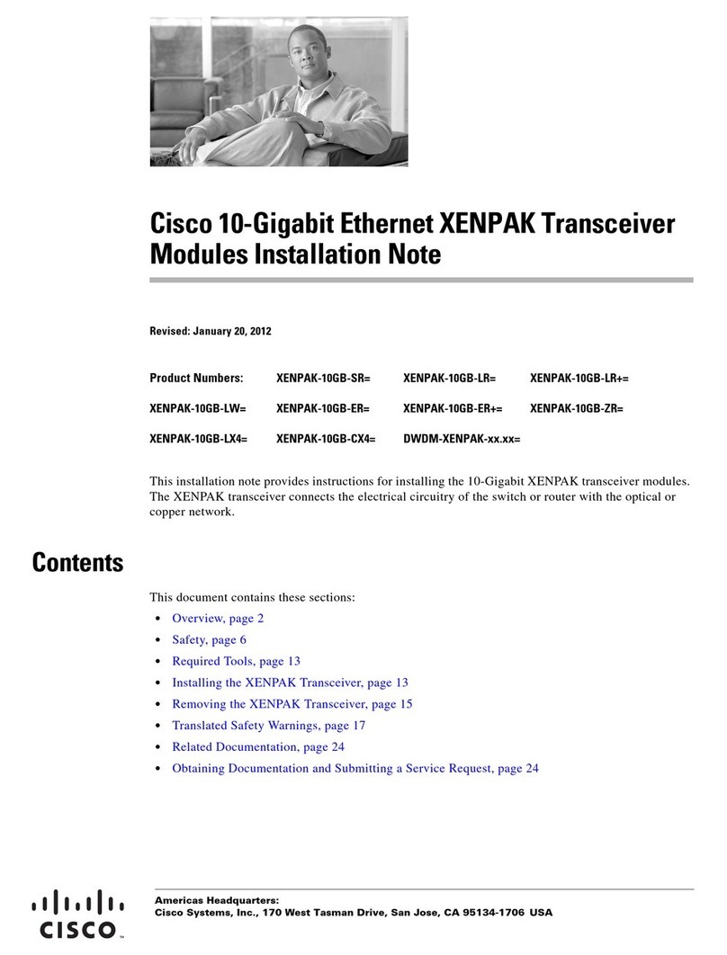 Cisco DWDM-XENPAK Series Quick start guide Cisco DWDM-XENPAK Series Quick start guide