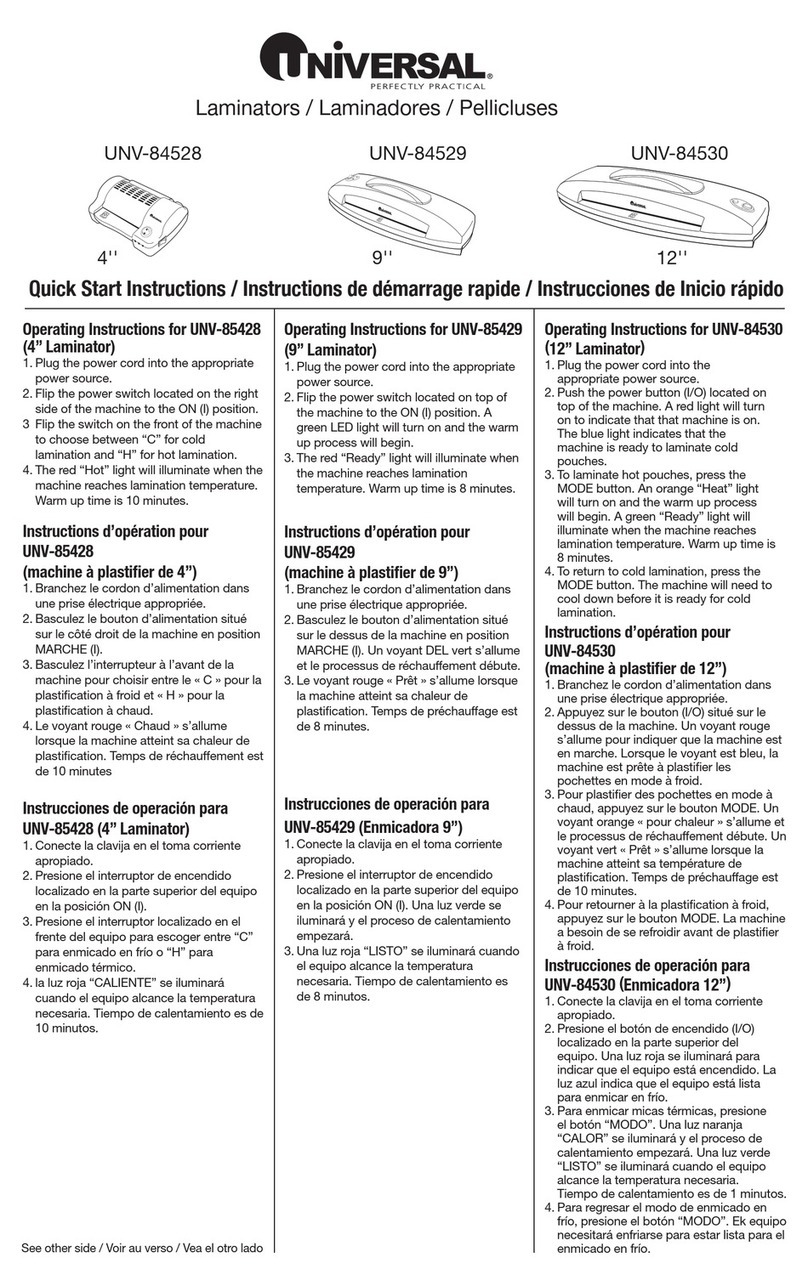 Universal UNV-84528 Quick start instructions