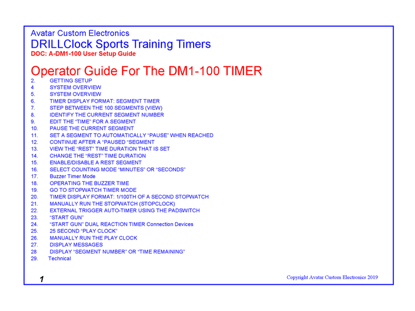 Avatar DM1-100 Operator's guide