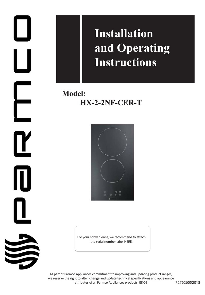 Parmco HX-2-2NF-CER-T Installation and operating instructions