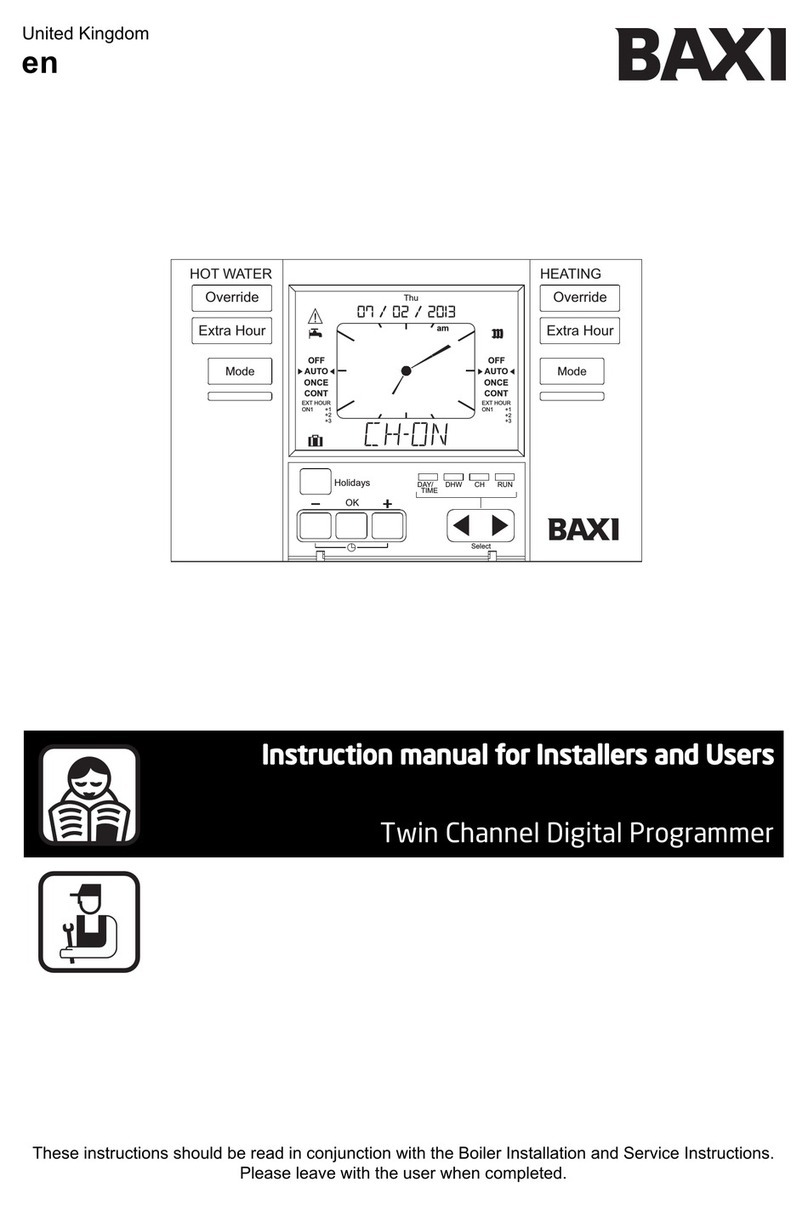 Baxi Twin Channel Digital Programmer Instruction manual for Installers and Users