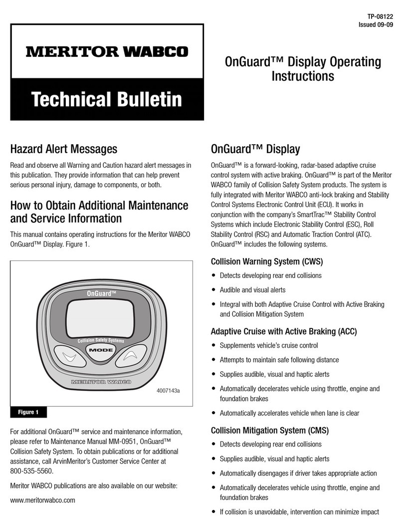 Meritor Wabco OnGuard Display operating instructions