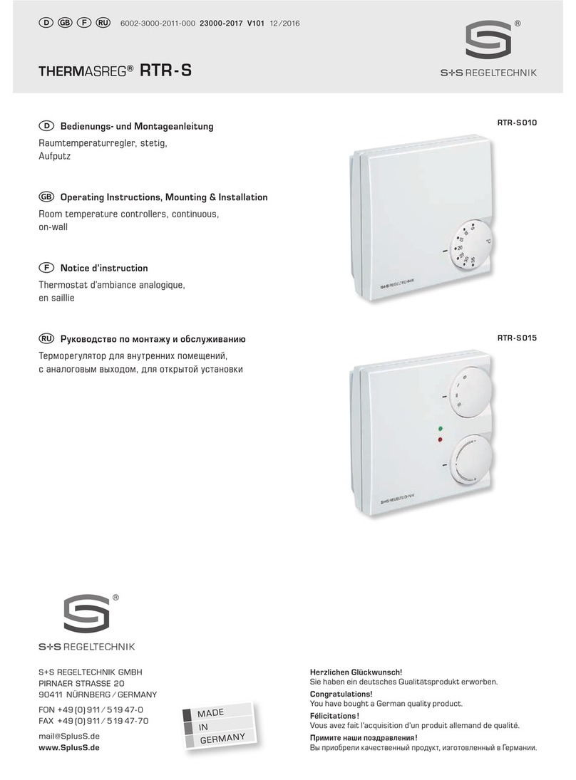 S+S Regeltechnik Thermasreg RTR-S Series Operating Instructions, Mounting & Installation
