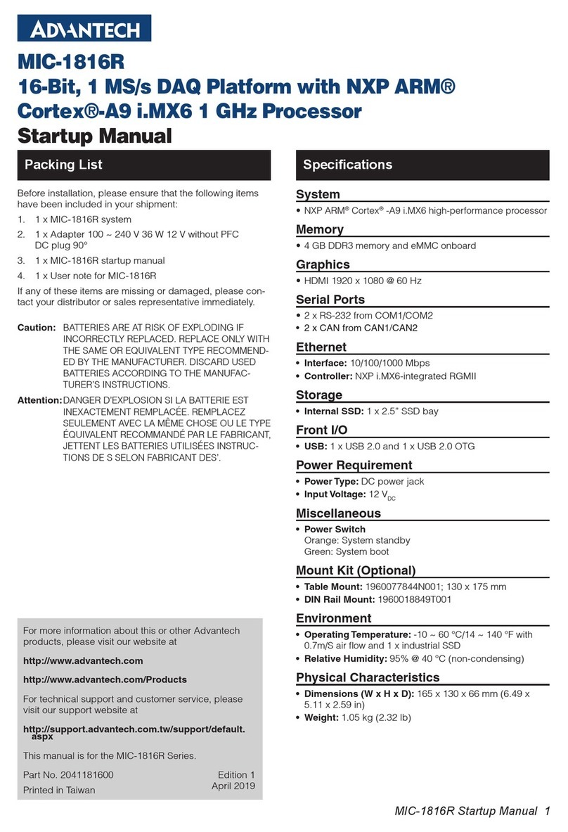 Advantech MIC-1816R Installation and operation manual