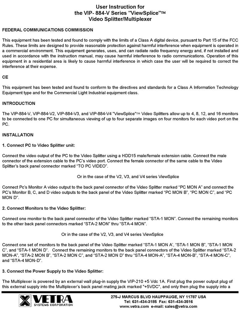 Vetra ViewSplice VIP- 884-V Series User instruction