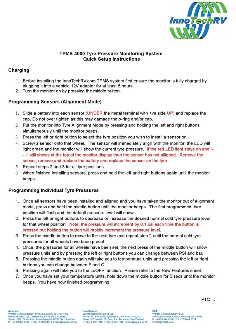 InnotechRV TPMS-400 Quick setup instructions