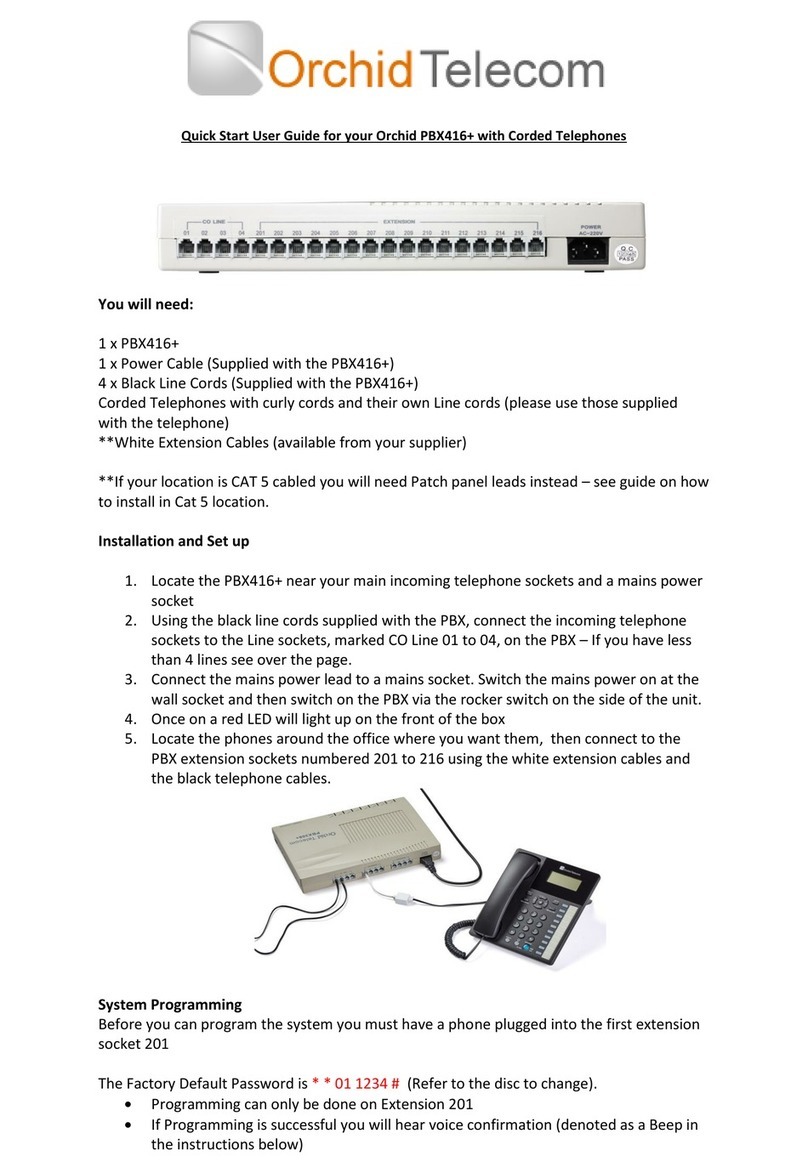 Orchid Telecom PBX 416 Plus Quick start user guide