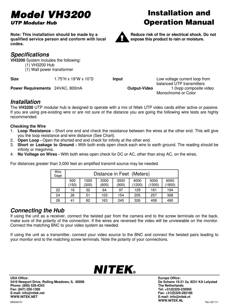 Nitek VH3200 Installation and operation manual
