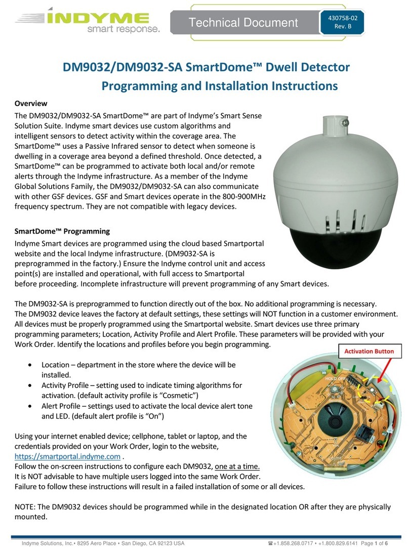 Indyme Solutions, Inc. SmartDome DM9032 Programming and installation instructions Indyme Solutions, Inc. SmartDome DM9032 Programming and installation instructions