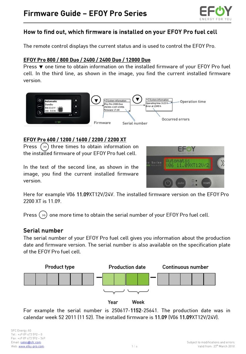 EFOY Pro 800 Use and care manual