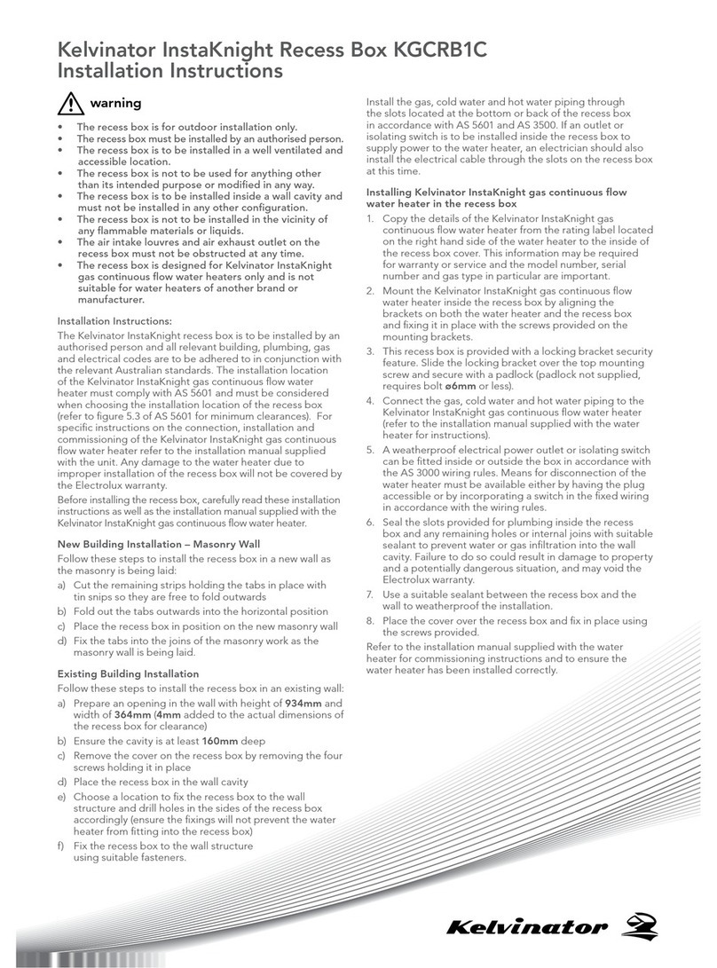 Kelvinator InstaKnight KGCRB1C installation instructions