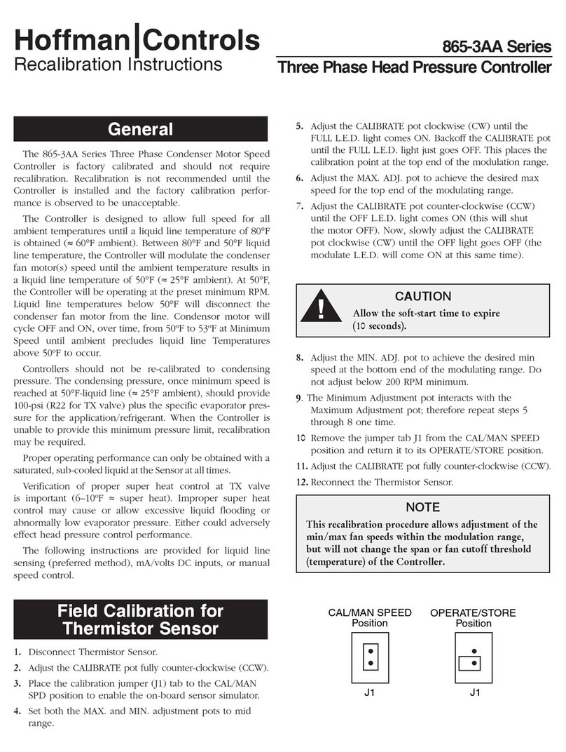 Hoffman Controls 865-3AA Series User manual