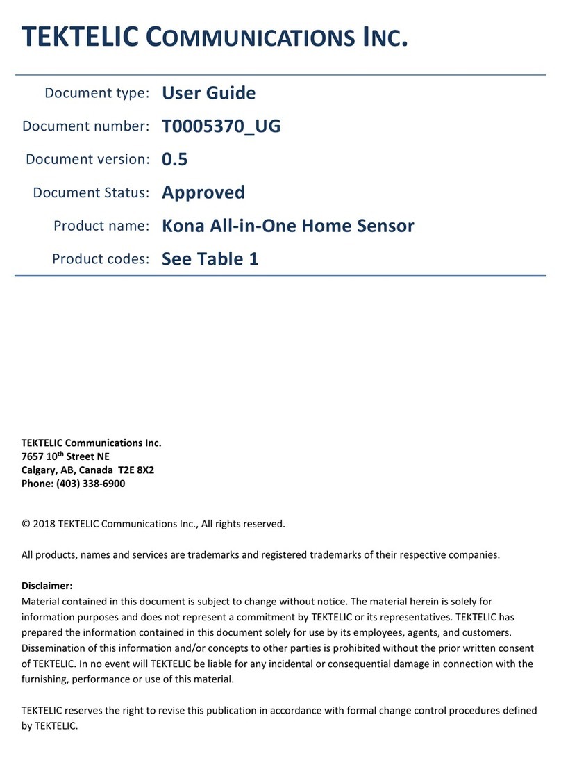 TEKTELIC Communications Kona All-in-One Home Sensor Series user guide