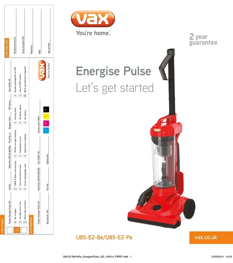 Vax Energise Pulse U85-E2-Be Installation instructions