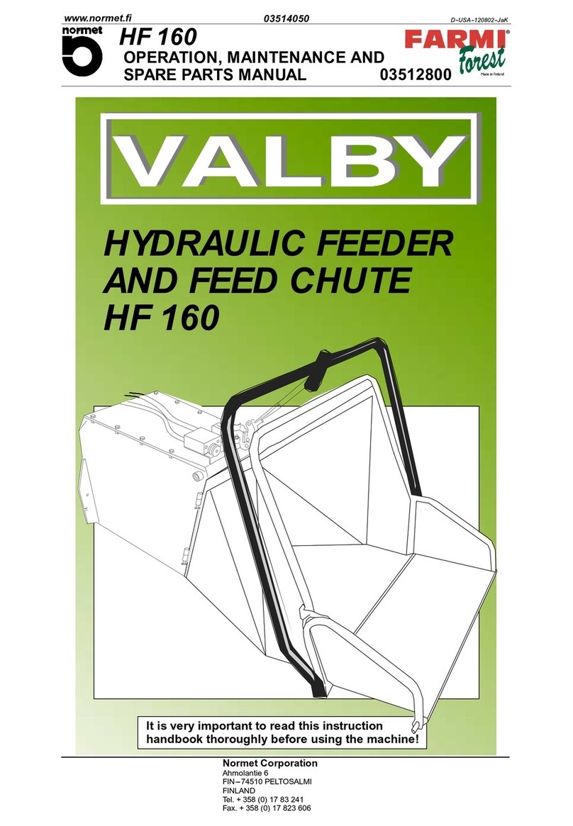 Farmi Forest Corporation VALBY HF 160 OPERATION, MAINTENANCE AND SPARE PARTS MANUAL
