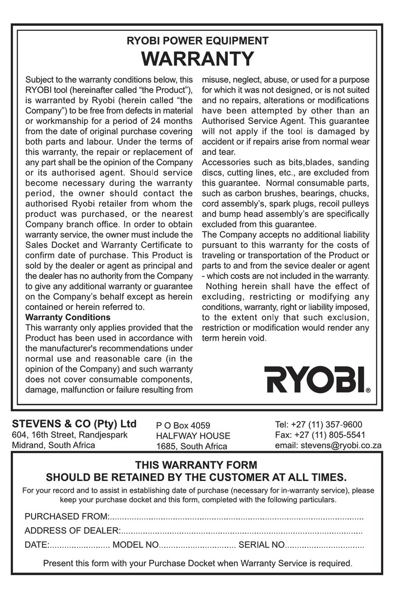 Ryobi AJP-1280 Owner's operating manual Ryobi AJP-1280 Owner's operating manual