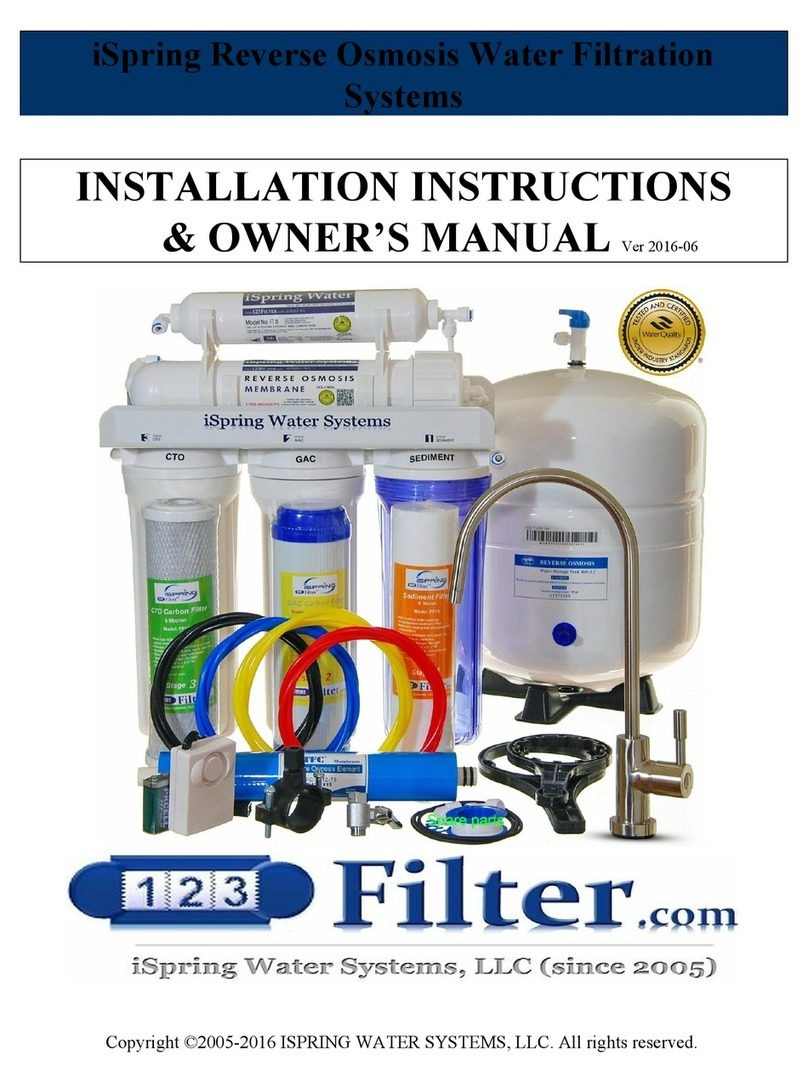 123Filter iSpring Reverse Osmosis Water Filtration Installation instructions & owner's manual