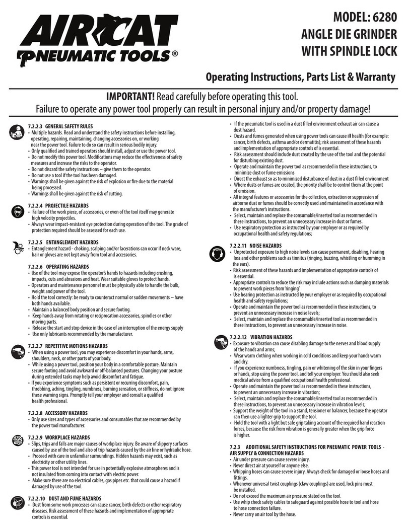 Aircat 6280 Operating instructions, parts list & warranty