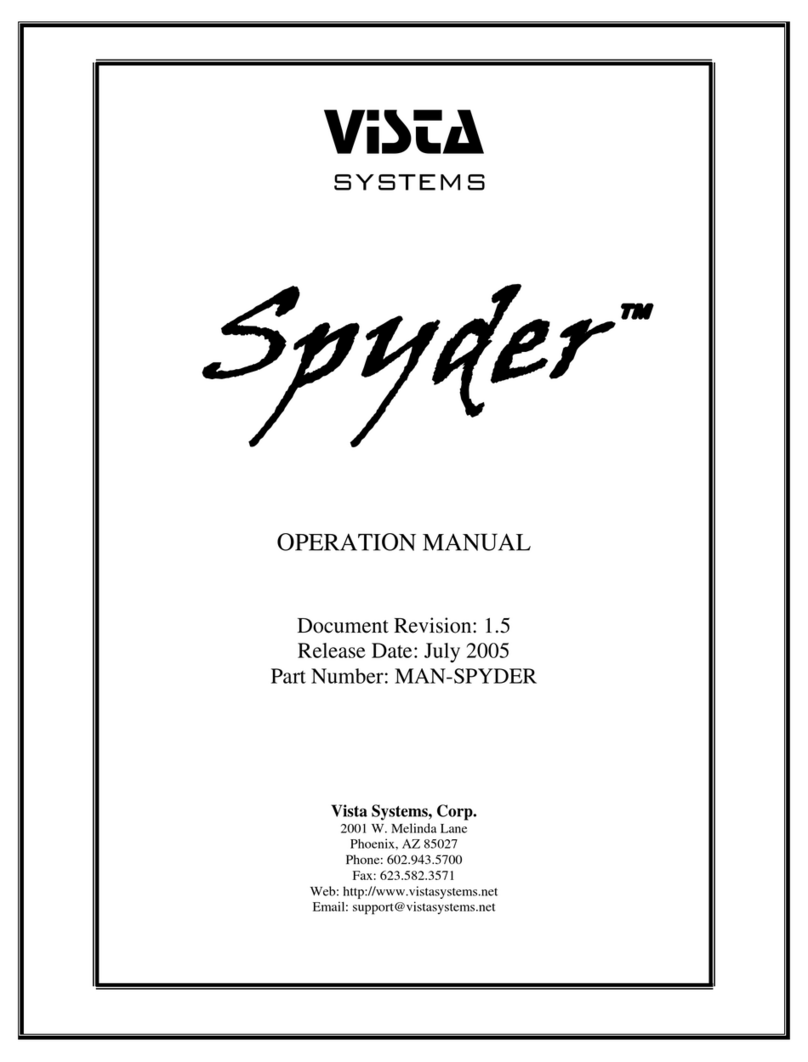 Vista Spyder Series User manual