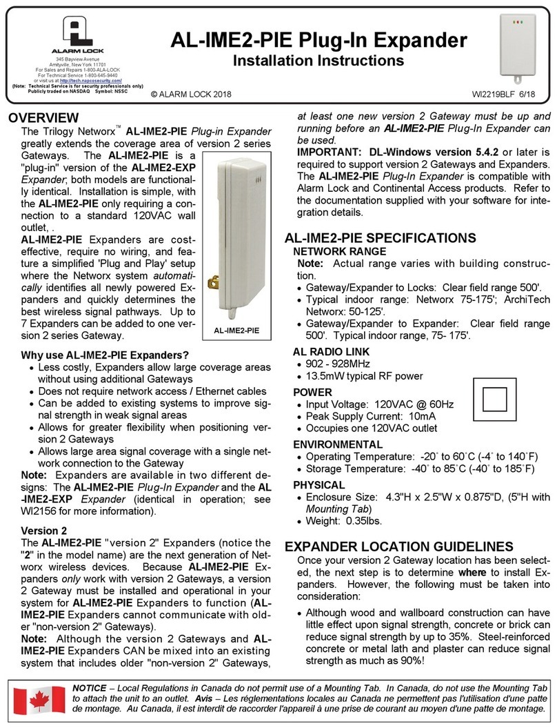 Alarm Lock Trilogy Networx AL-IME2-PIE User manual