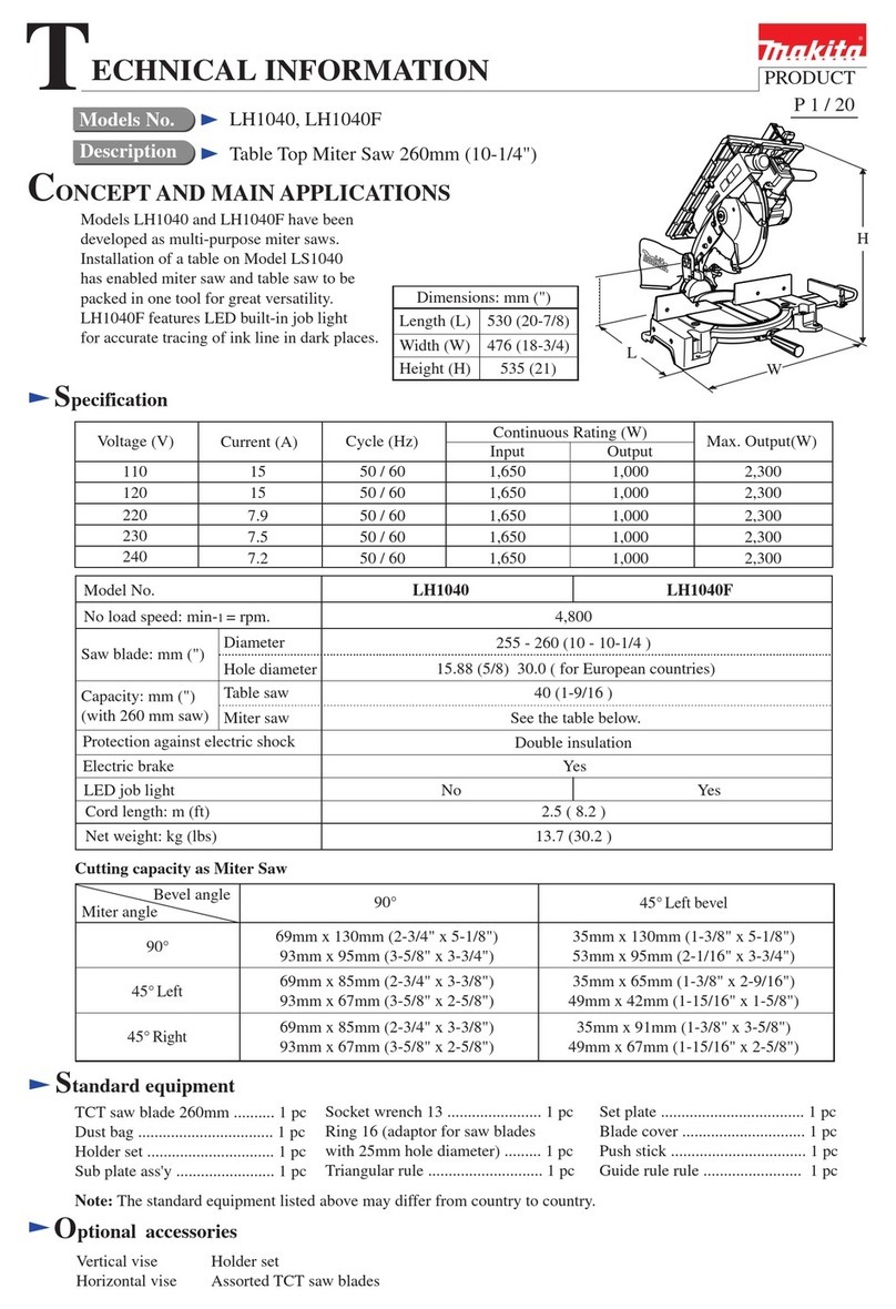 Makita LH1040 technical information