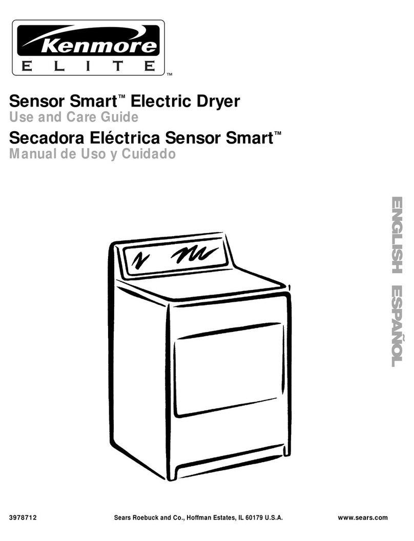 Kenmore Sensor smart electric dryer Use and care guide