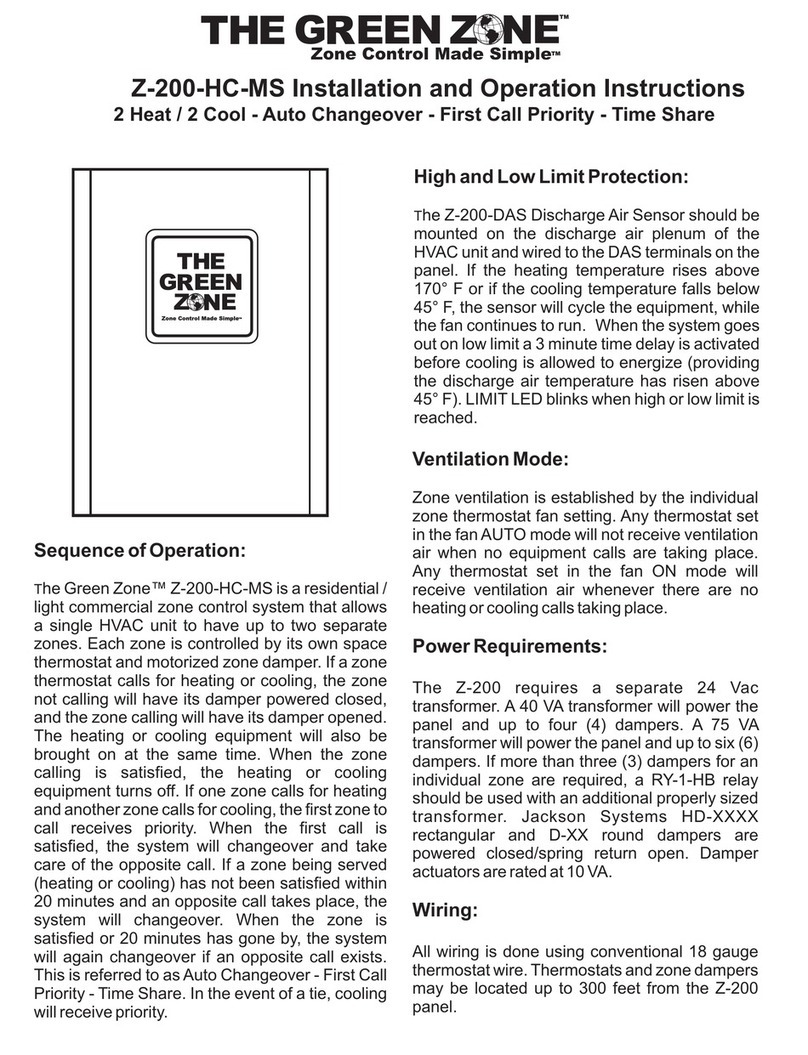 Jackson Systems THE GREEN ZONE Z-200-HC-MS Installation and operation instructions