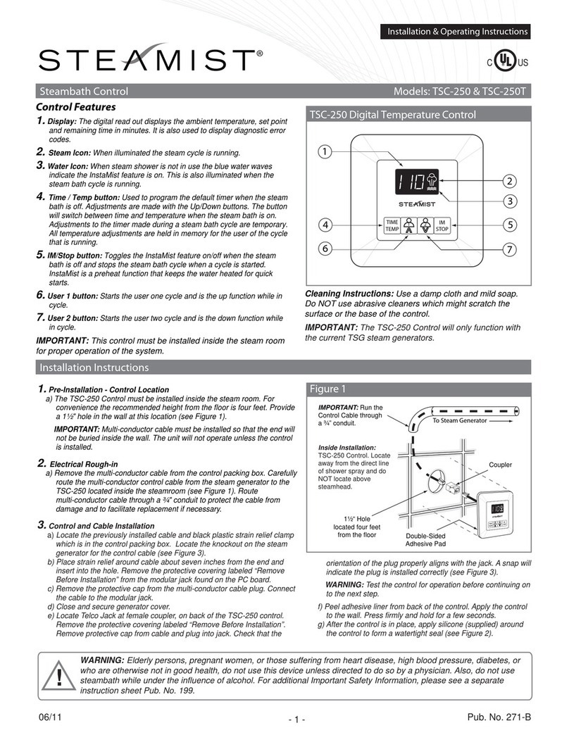 Steamist TSC-250T User manual