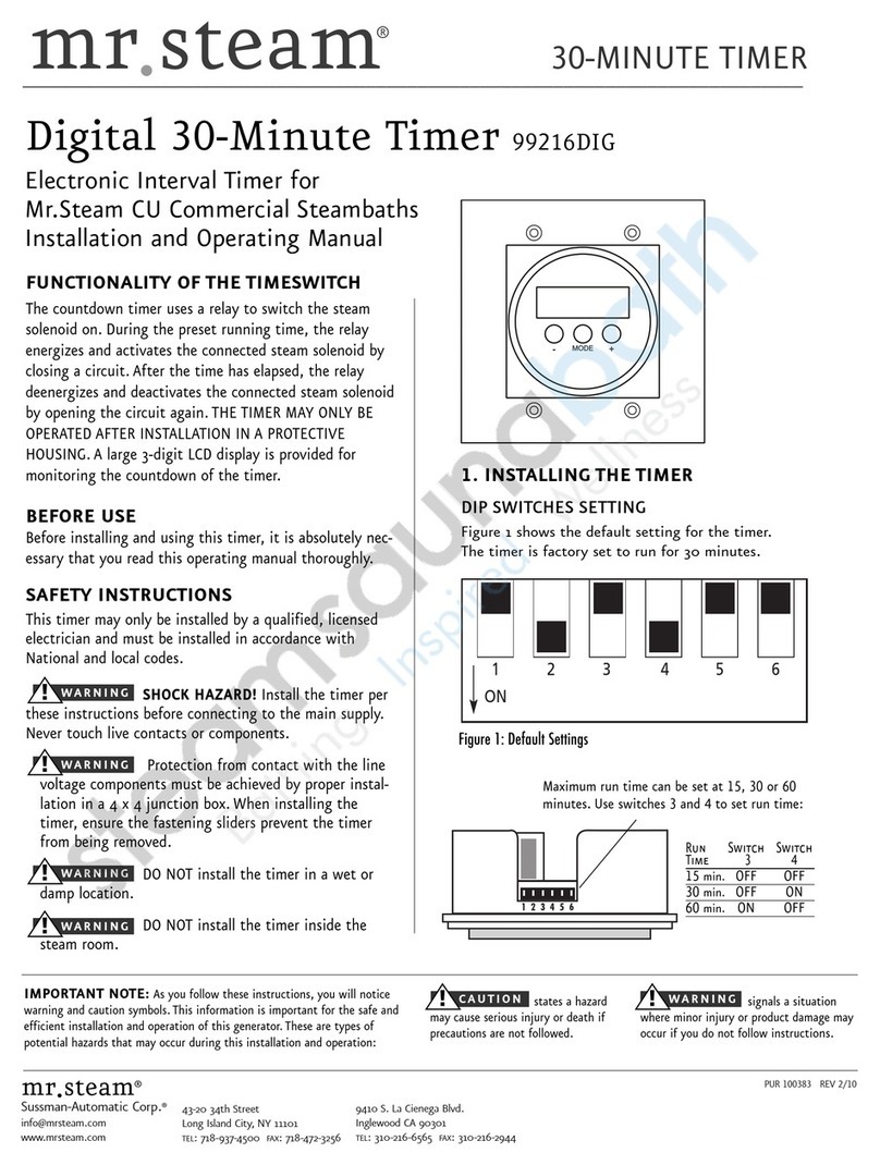 mr. steam 99216DIG Installation and operating manual