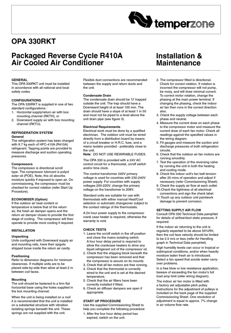 TemperZone OPA 330RKT Maintenance and service guide