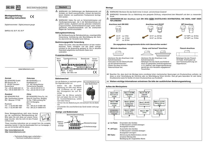 BD Sensors BAROLI 02 Mounting instructions