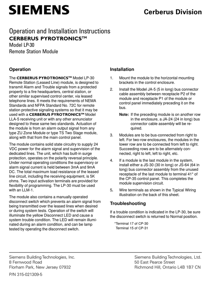 Siemens Cerberus Pyrotronics LP-30 User manual