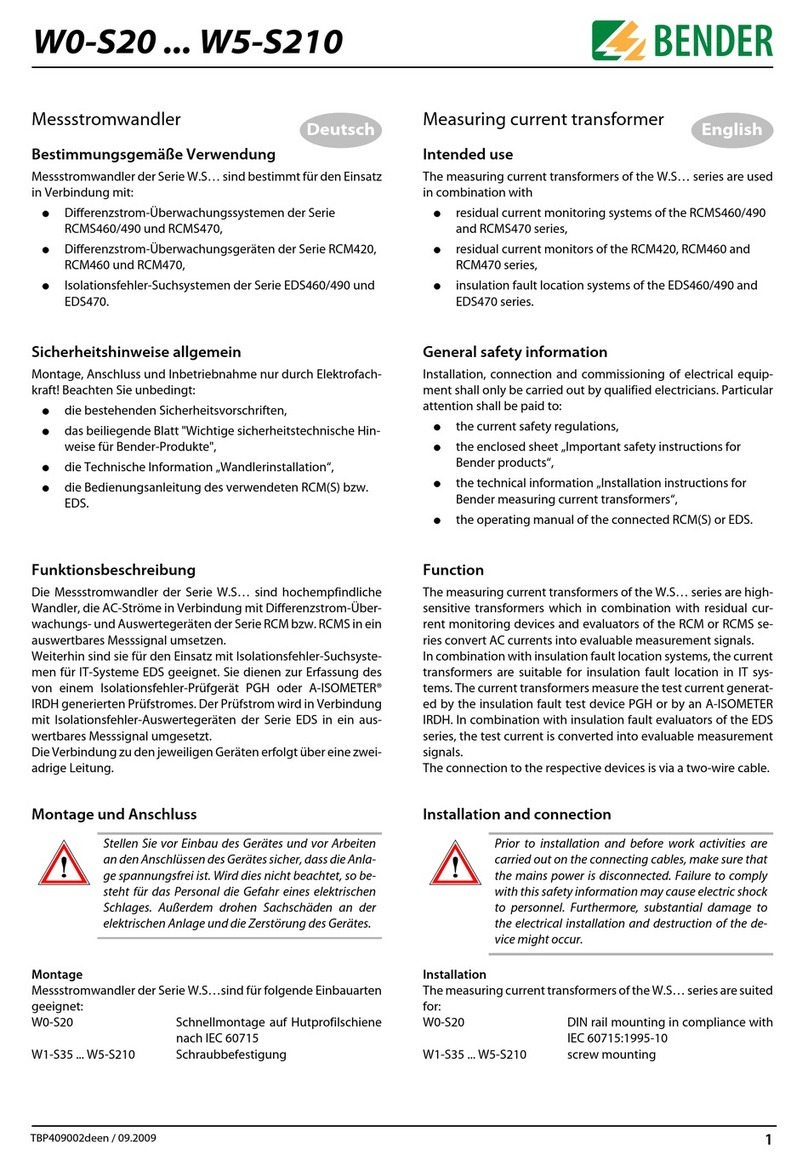 Bender W.S Series User manual