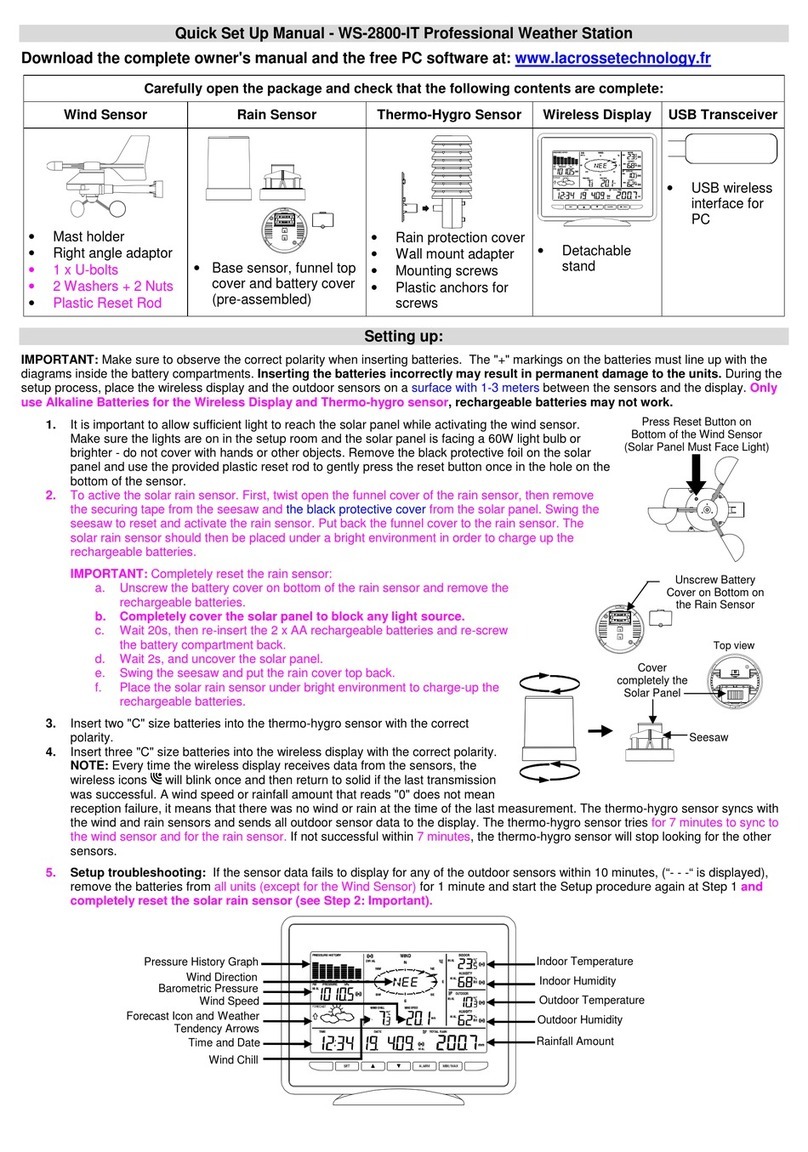 La Crosse Technology WS-2800-IT Quick setup manual