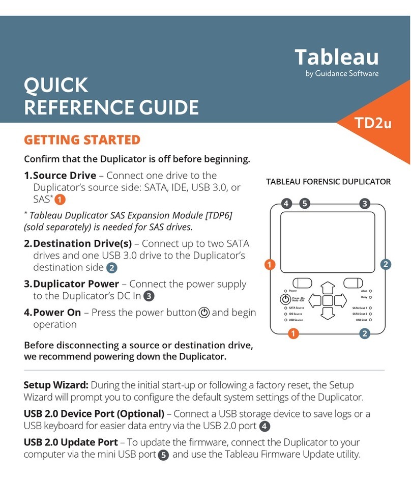 Tableau TD2u Quick reference guide