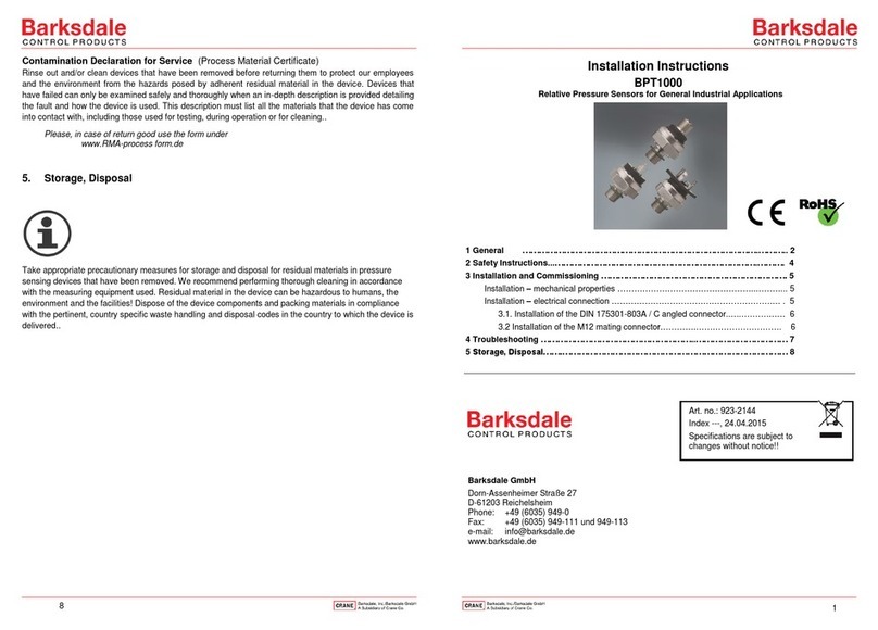 Barksdale BPT1000 installation instructions