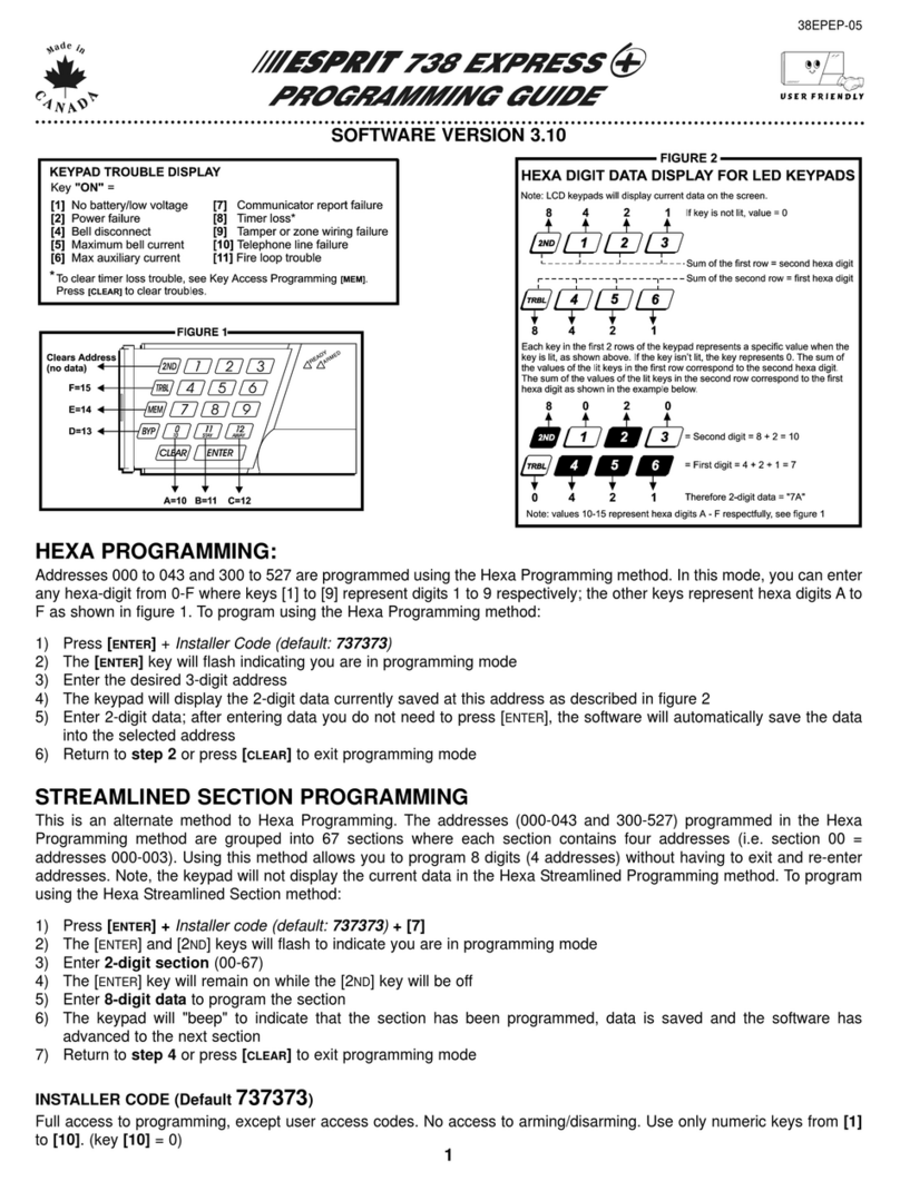 Paradox Esprit 738 Express+ Programming guide